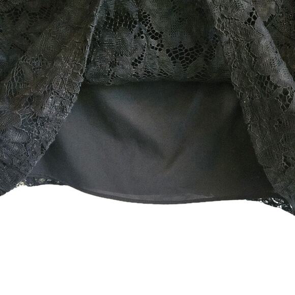 Laundry by Shelli Segal Womens M Lace Top Black Collar S/S Back Keyhole Closure - Picture 8 of 10